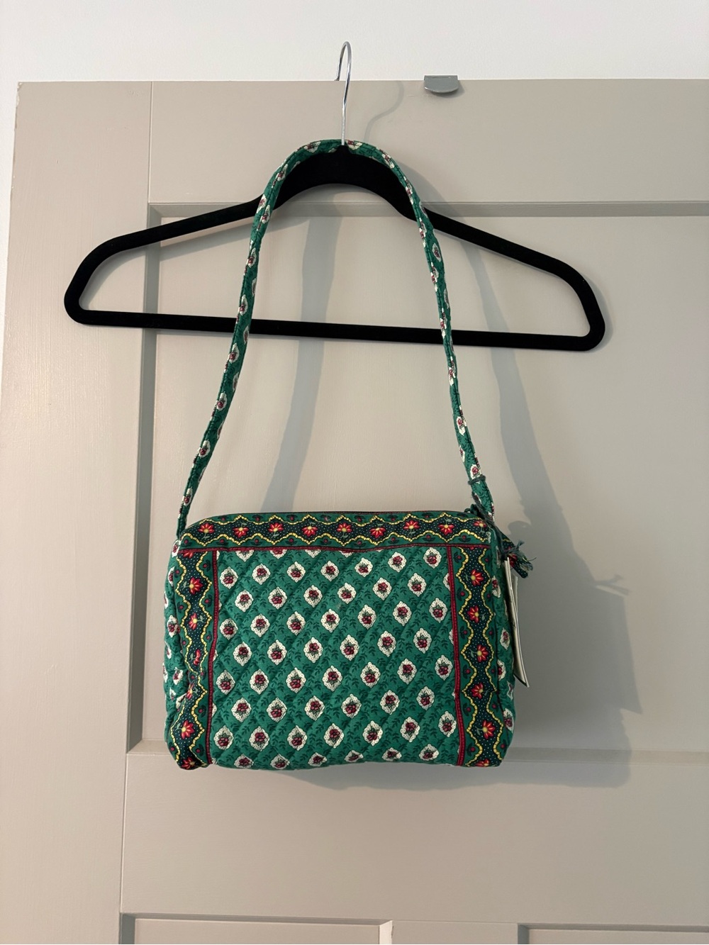 Vera Bradley Green Quilted Shoulder Bag with Multicolor Accents
